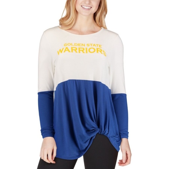 NBA Tops - NBA SF Golden sSate Warriors White long Sleeve Tie twist knot Tunic grey white